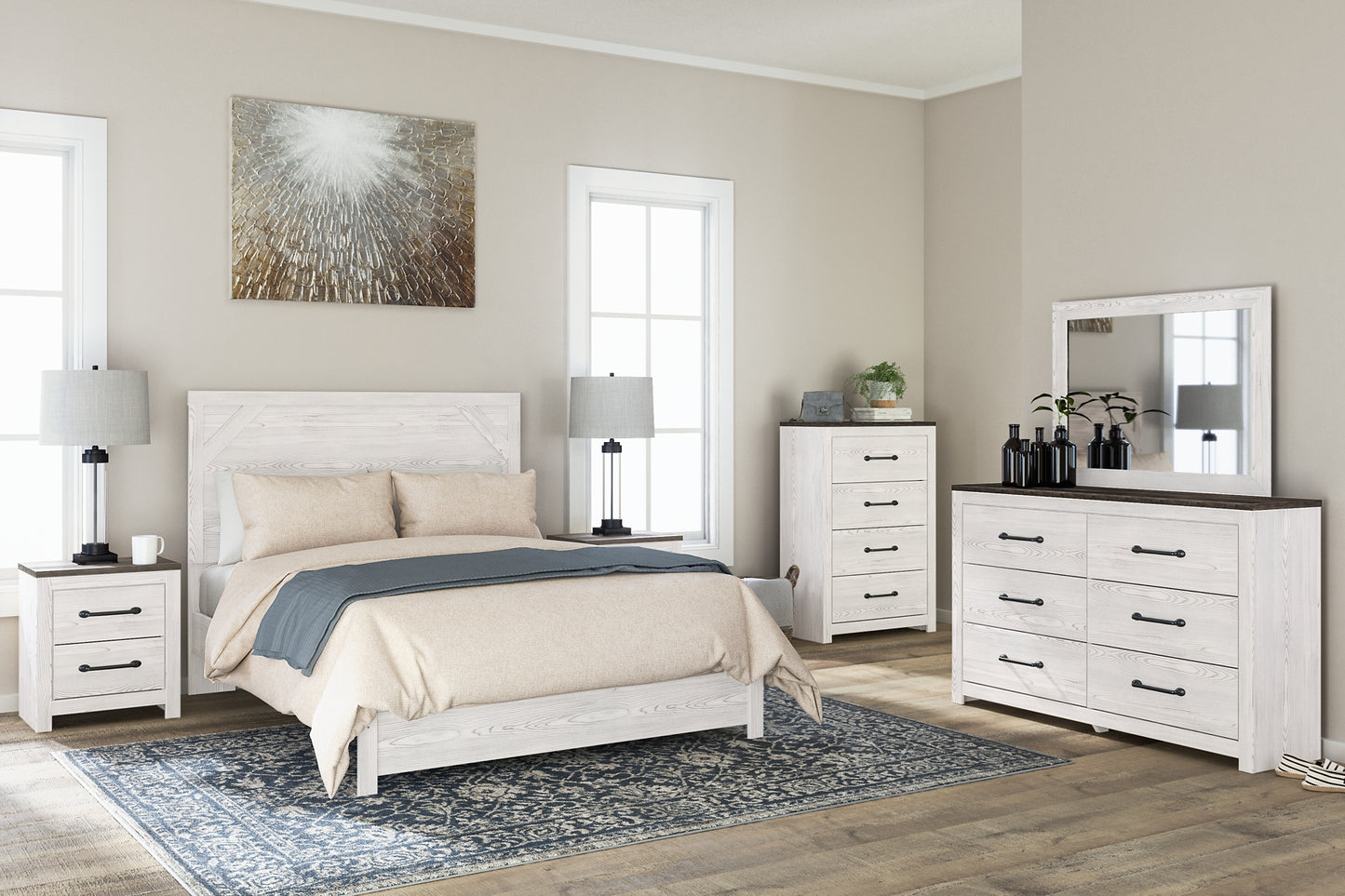 Gerridan Queen Panel Bed with Mirrored Dresser, Chest and Nightstand Signature Design by Ashley®