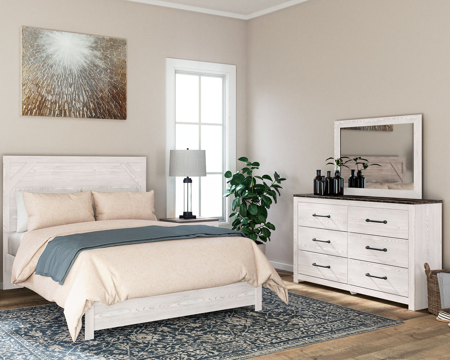 Gerridan Queen Panel Bed with Mirrored Dresser Signature Design by Ashley®