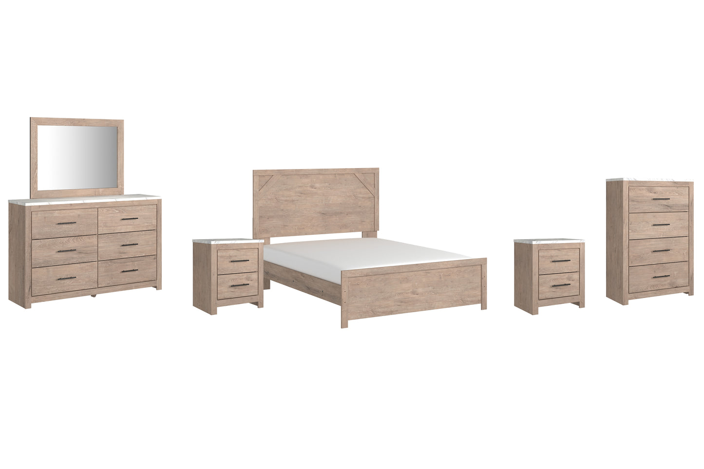 Senniberg Queen Panel Bed with Mirrored Dresser, Chest and 2 Nightstands Signature Design by Ashley®