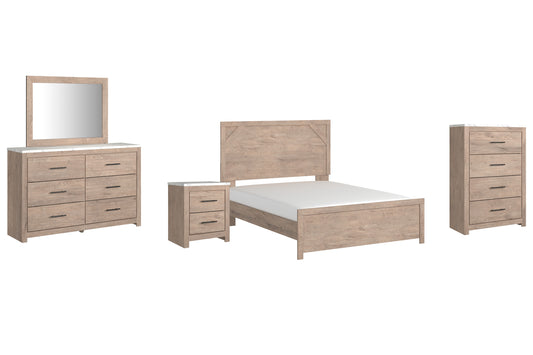 Senniberg Queen Panel Bed with Mirrored Dresser, Chest and Nightstand Signature Design by Ashley®