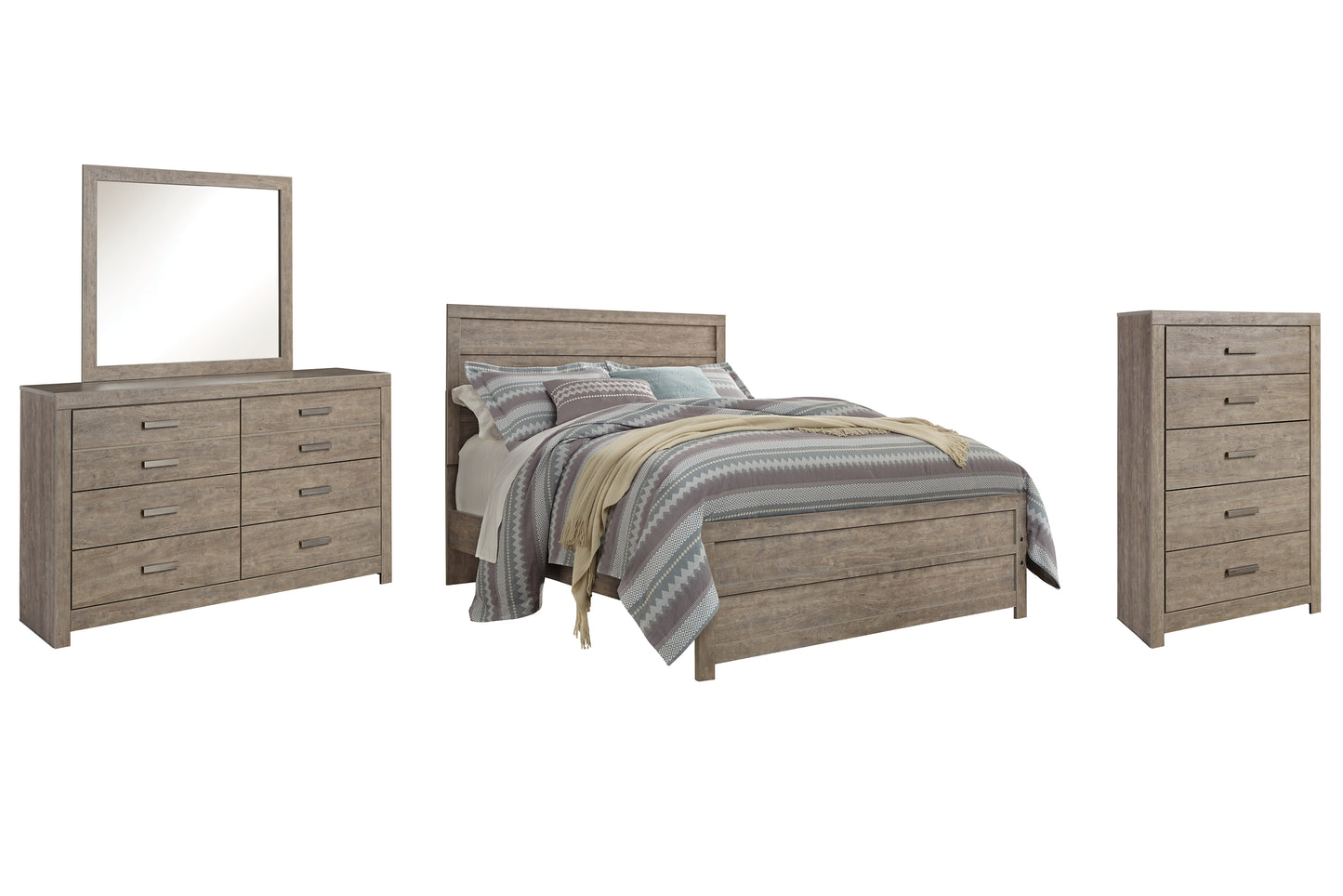 Culverbach Queen Panel Bed with Mirrored Dresser and Chest Signature Design by Ashley®