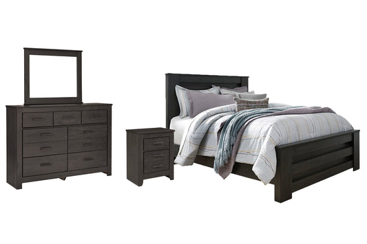 Brinxton Queen Panel Bed with Mirrored Dresser and Nightstand Signature Design by Ashley®