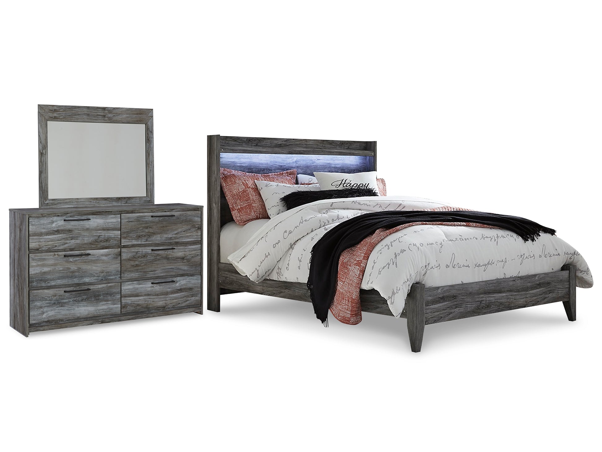 Baystorm Queen Panel Bed with Mirrored Dresser Signature Design by Ashley®