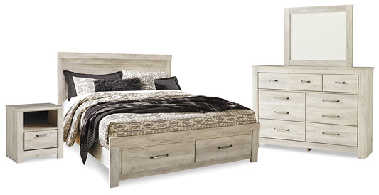 Bellaby King Platform Bed with 2 Storage Drawers with Mirrored Dresser and Nightstand Signature Design by Ashley®