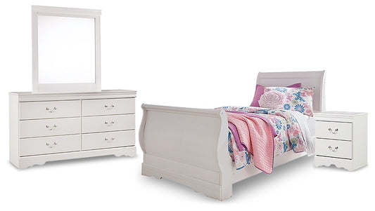 Anarasia Twin Sleigh Bed with Mirrored Dresser and Nightstand Signature Design by Ashley®