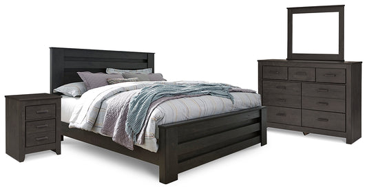 Brinxton King Panel Bed with Mirrored Dresser and Nightstand Signature Design by Ashley®