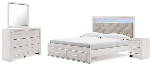 Altyra King Upholstered Storage Bed with Mirrored Dresser and Nightstand Signature Design by Ashley®