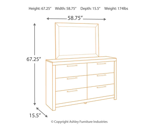 Derekson King Panel Bed with Mirrored Dresser and Nightstand Benchcraft®