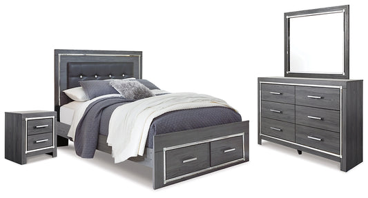 Lodanna Queen Panel Bed with 2 Storage Drawers with Mirrored Dresser and Nightstand Signature Design by Ashley®