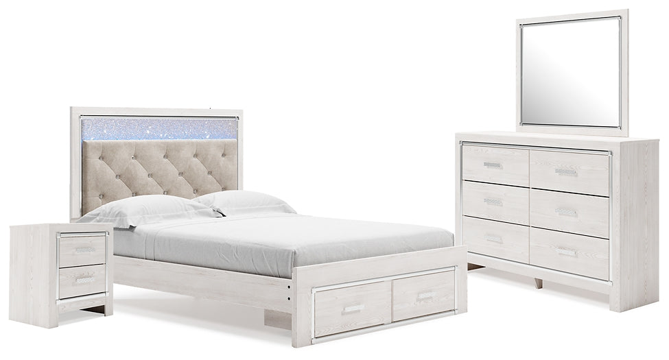 Altyra Queen Upholstered Storage Bed with Mirrored Dresser and Nightstand Signature Design by Ashley®