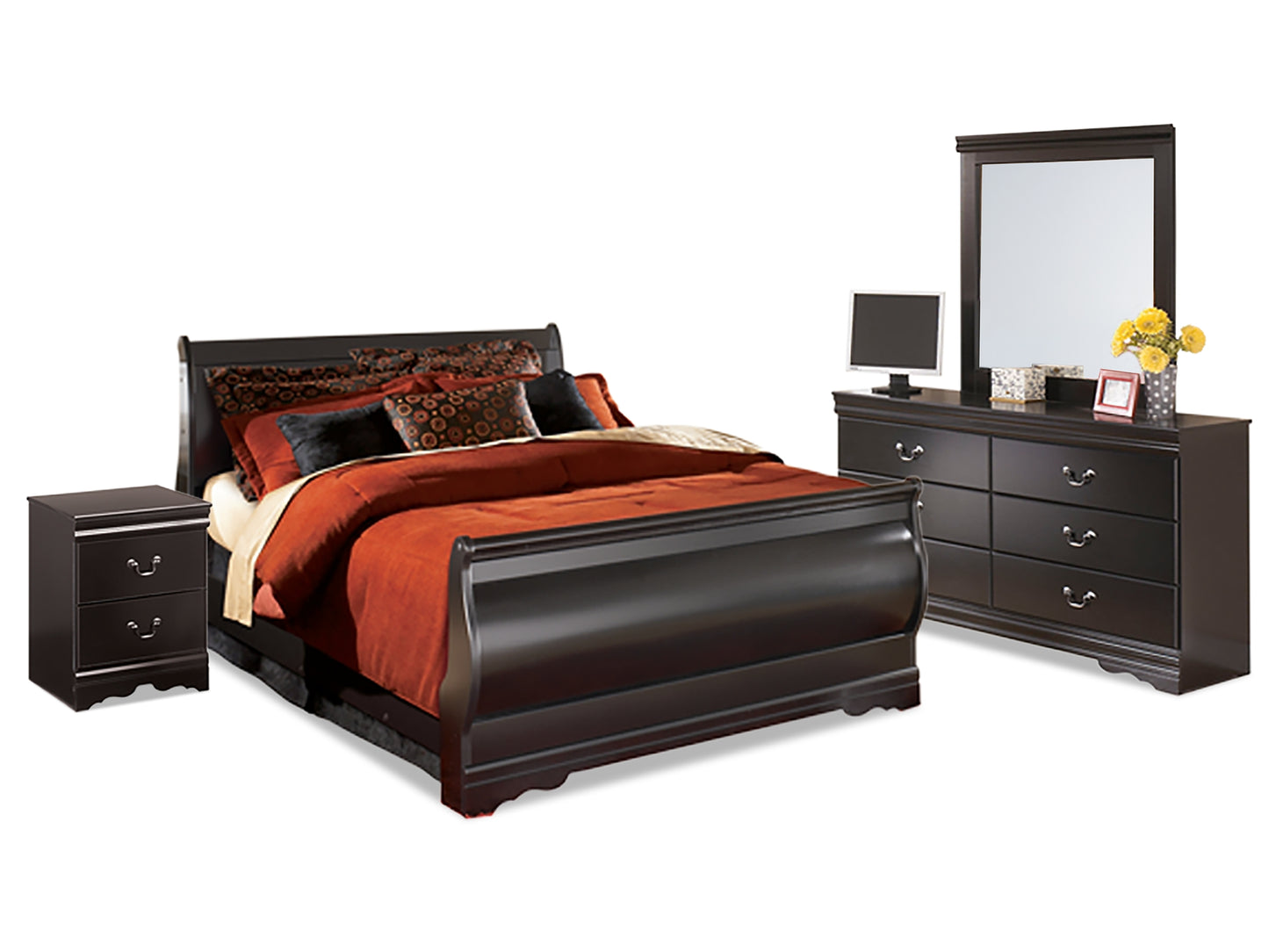Huey Vineyard Queen Sleigh Bed with Mirrored Dresser and Nightstand Signature Design by Ashley®