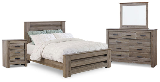 Zelen Queen Panel Bed with Mirrored Dresser and Nightstand Signature Design by Ashley®