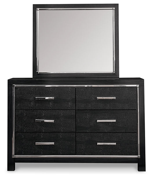 Kaydell King Upholstered Panel Bed with Mirrored Dresser and Nightstand Signature Design by Ashley®