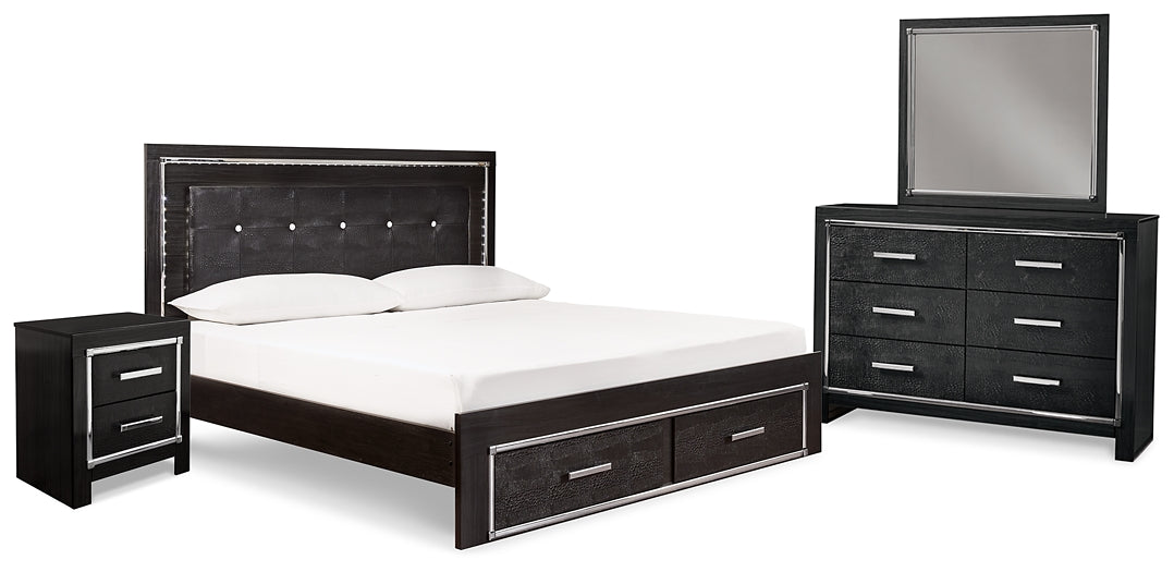 Kaydell King Upholstered Panel Bed with Mirrored Dresser and Nightstand Signature Design by Ashley®