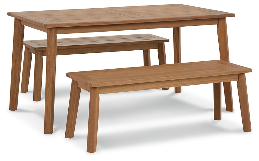 Janiyah Outdoor Dining Table and 2 Benches Signature Design by Ashley®