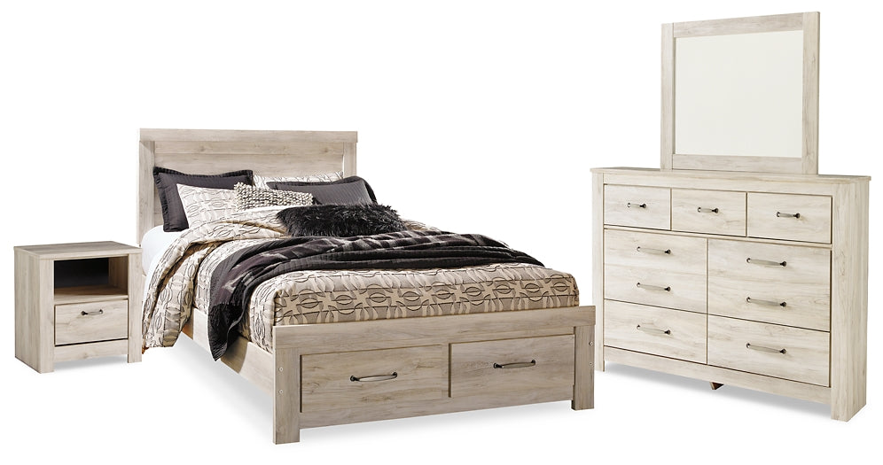 Bellaby Queen Platform Bed with 2 Storage Drawers with Mirrored Dresser and Nightstand Signature Design by Ashley®