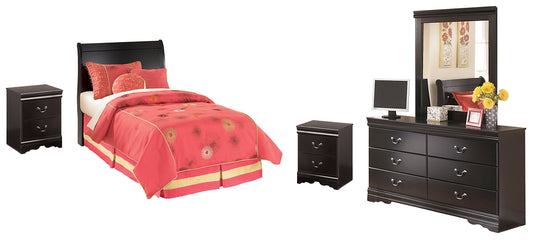 Huey Vineyard Twin Sleigh Headboard with Mirrored Dresser and 2 Nightstands Signature Design by Ashley®