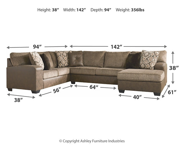 Abalone 3-Piece Sectional with Ottoman Benchcraft®