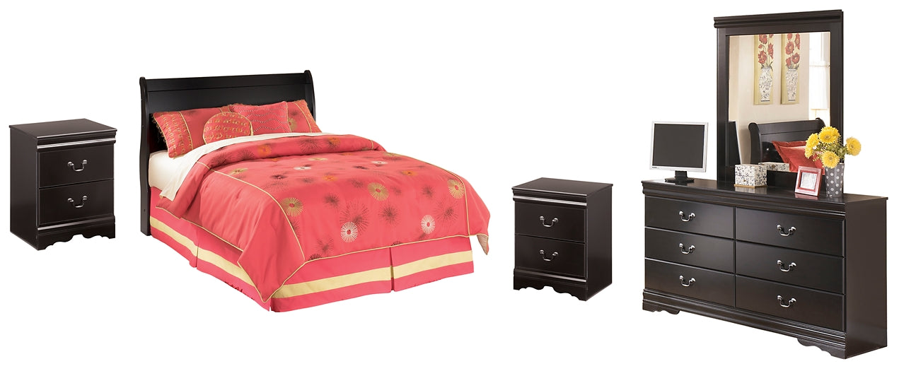 Huey Vineyard Full Sleigh Headboard with Mirrored Dresser and 2 Nightstands Signature Design by Ashley®