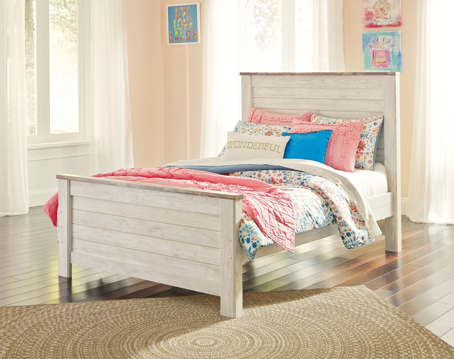 Willowton Twin Panel Bed with Nightstand Signature Design by Ashley®