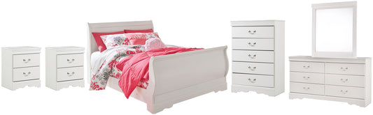 Anarasia Full Sleigh Bed with Mirrored Dresser, Chest and 2 Nightstands Signature Design by Ashley®