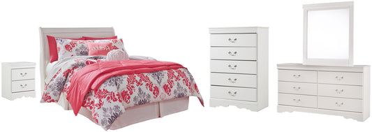 Anarasia Full Sleigh Headboard with Mirrored Dresser, Chest and Nightstand Signature Design by Ashley®