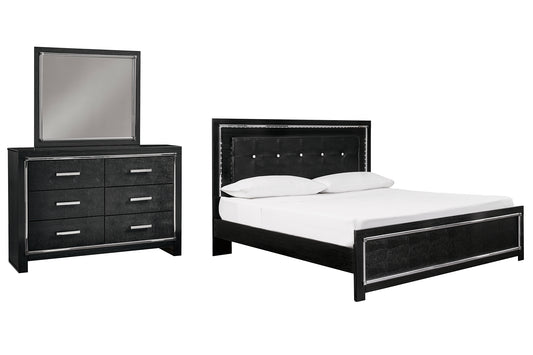 Kaydell King Upholstered Panel Bed with Mirrored Dresser Signature Design by Ashley®