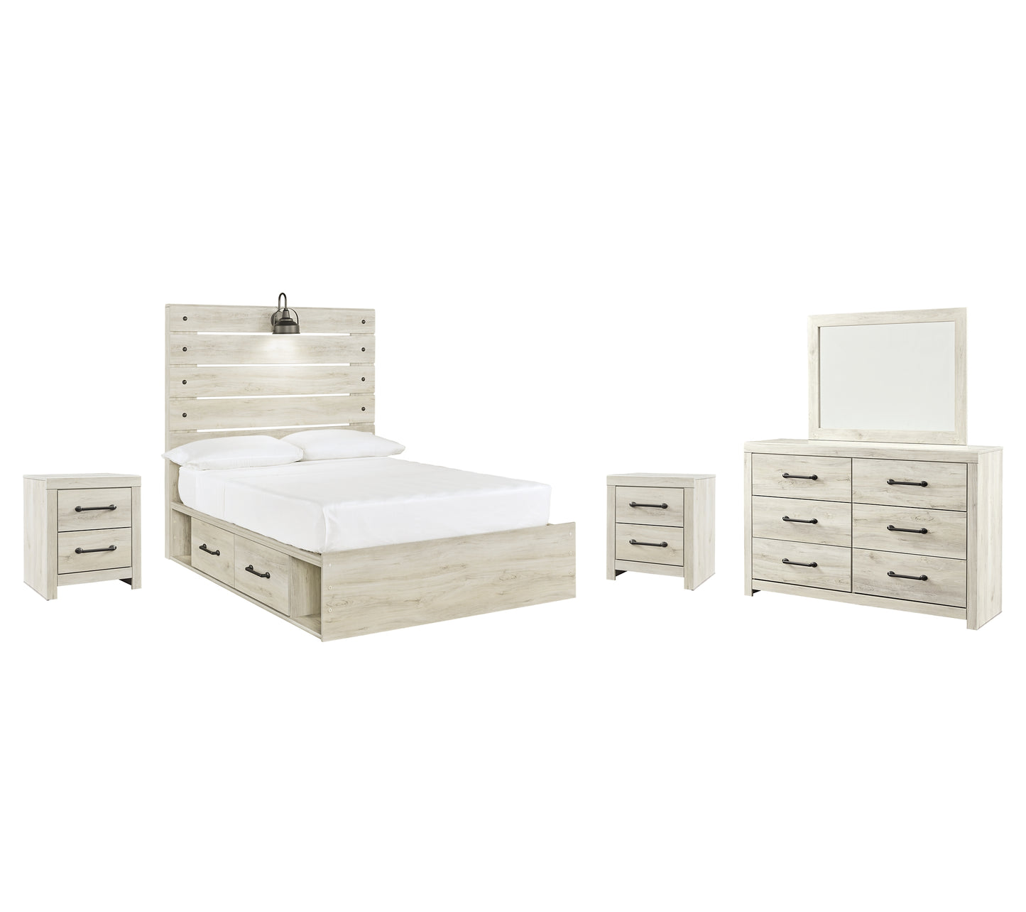 Cambeck Full Panel Bed with 4 Storage Drawers with Mirrored Dresser and 2 Nightstands Signature Design by Ashley®