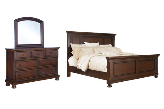 Porter California King Panel Bed with Mirrored Dresser Millennium® by Ashley