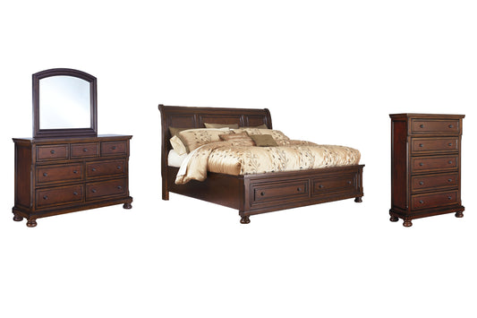 Porter King Sleigh Bed with Mirrored Dresser and Chest Millennium® by Ashley