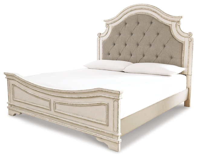 Realyn California King Upholstered Panel Bed with Mirrored Dresser Signature Design by Ashley®