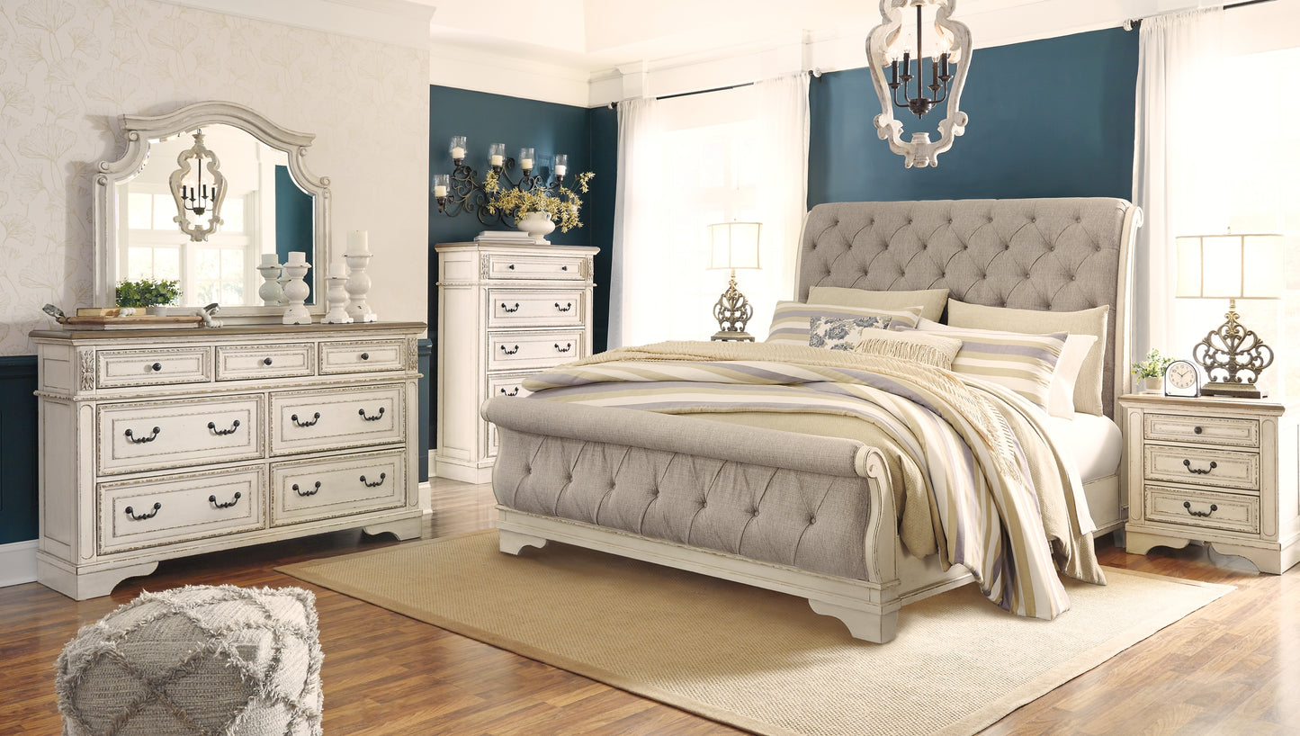 Realyn Queen Sleigh Bed with Mirrored Dresser, Chest and 2 Nightstands Signature Design by Ashley®