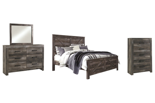 Wynnlow King Crossbuck Panel Bed with Mirrored Dresser and Chest Signature Design by Ashley®