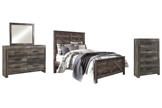 Wynnlow Queen Crossbuck Panel Bed with Mirrored Dresser and Chest Signature Design by Ashley®