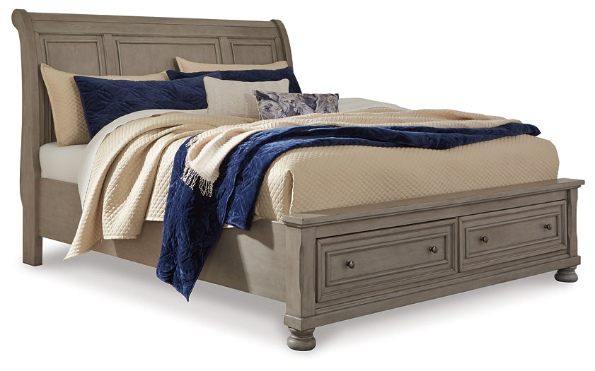 Lettner Queen Sleigh Bed with 2 Storage Drawers with Mirrored Dresser, Chest and Nightstand Signature Design by Ashley®