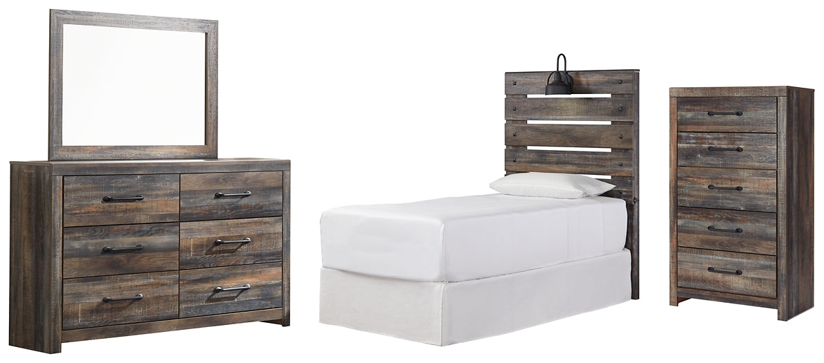 Drystan Twin Panel Headboard with Mirrored Dresser and Chest Signature Design by Ashley®