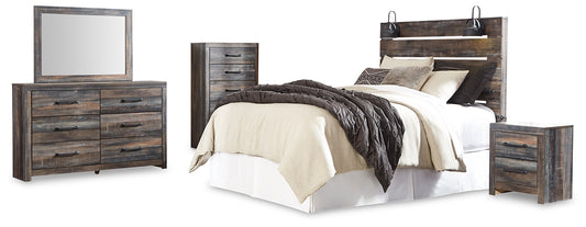 Drystan Queen Panel Headboard with Mirrored Dresser, Chest and Nightstand Signature Design by Ashley®