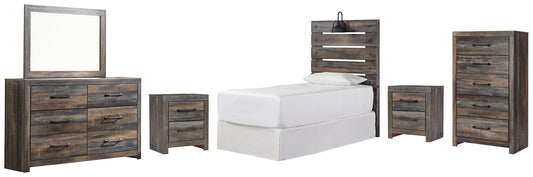 Drystan Twin Panel Headboard with Mirrored Dresser, Chest and 2 Nightstands Signature Design by Ashley®