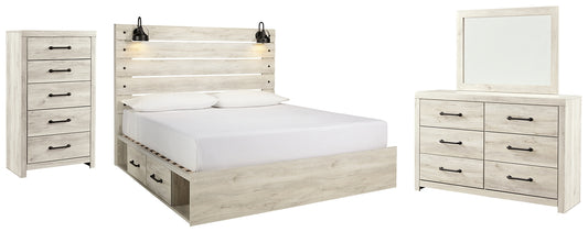 Cambeck King Panel Bed with 2 Storage Drawers with Mirrored Dresser and Chest Signature Design by Ashley®