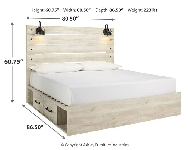 Cambeck King Panel Bed with 2 Storage Drawers with Mirrored Dresser and Chest Signature Design by Ashley®