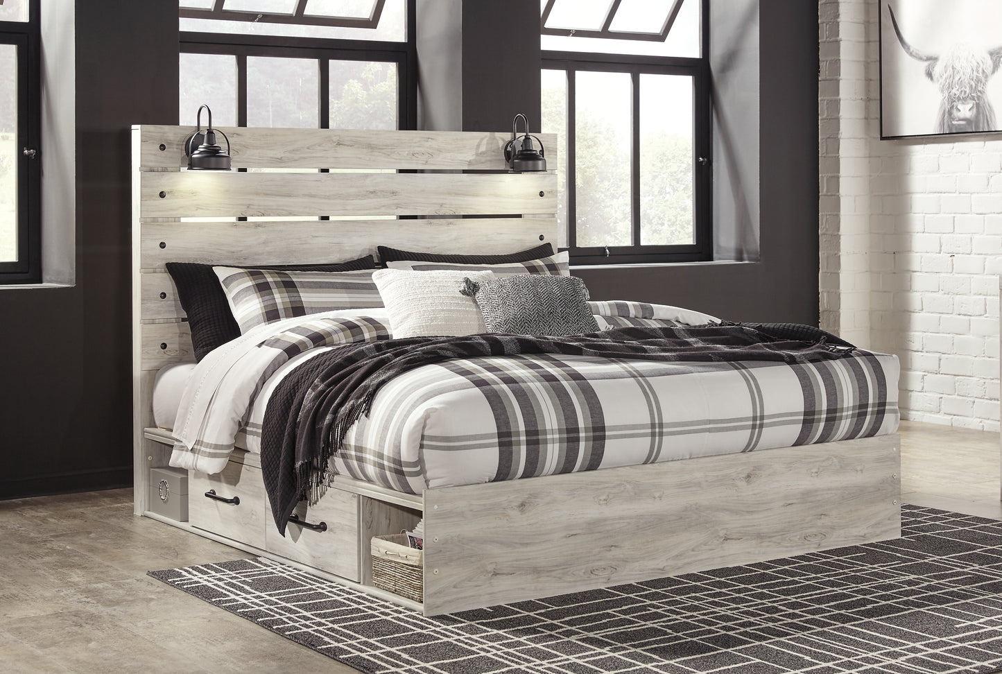 Cambeck King Panel Bed with 2 Storage Drawers with Mirrored Dresser and Chest Signature Design by Ashley®