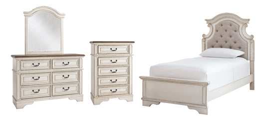 Realyn Twin Panel Bed with Mirrored Dresser and Chest Signature Design by Ashley®