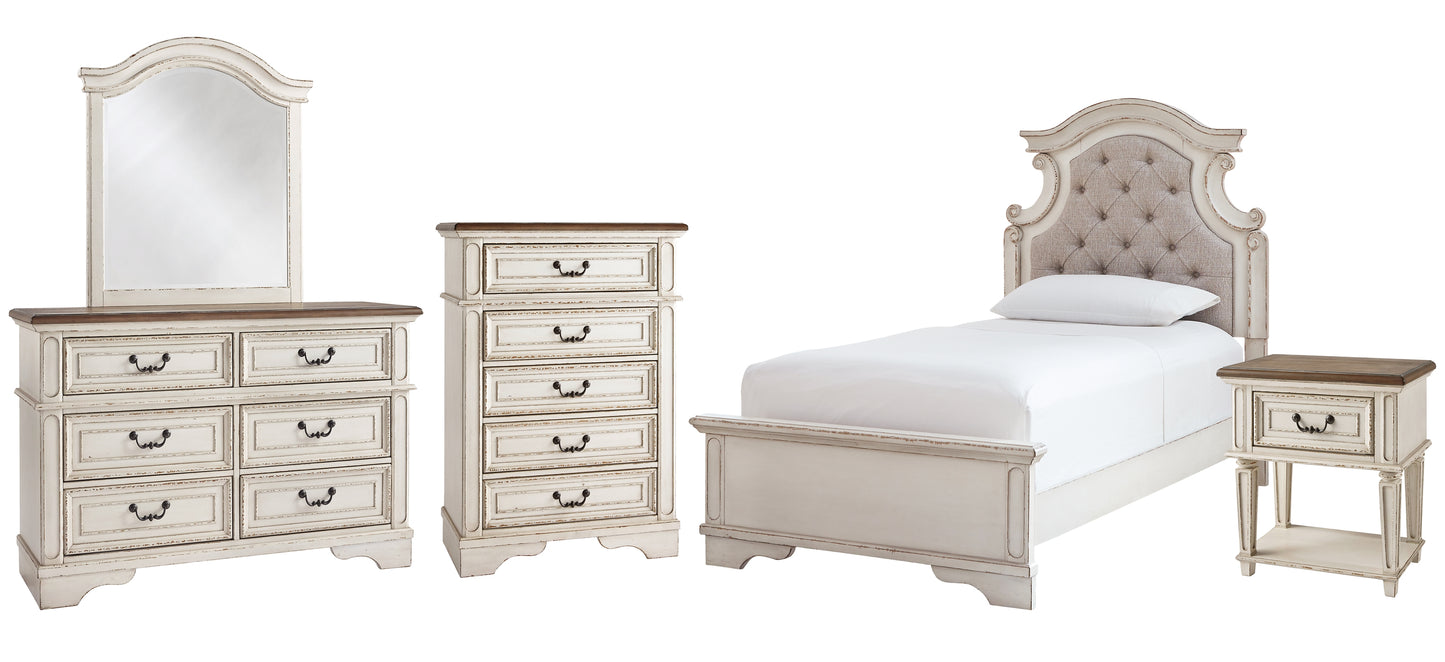 Realyn Twin Panel Bed with Mirrored Dresser, Chest and Nightstand Signature Design by Ashley®