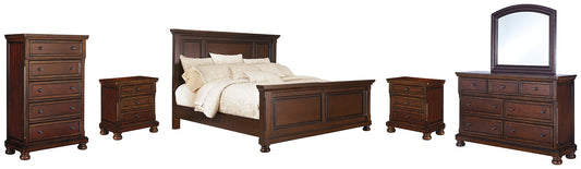 Porter Queen Panel Bed with Mirrored Dresser, Chest and 2 Nightstands Millennium® by Ashley