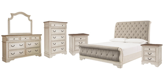 Realyn California King Sleigh Bed with Mirrored Dresser, Chest and 2 Nightstands Signature Design by Ashley®