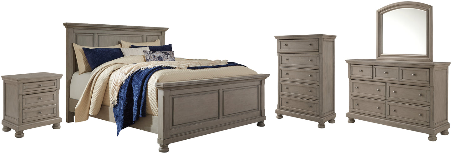 Lettner Queen Panel Bed with Mirrored Dresser, Chest and Nightstand Signature Design by Ashley®