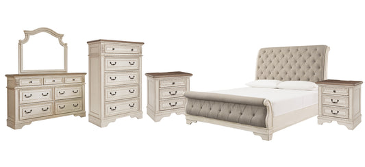 Realyn King Sleigh Bed with Mirrored Dresser, Chest and 2 Nightstands Signature Design by Ashley®