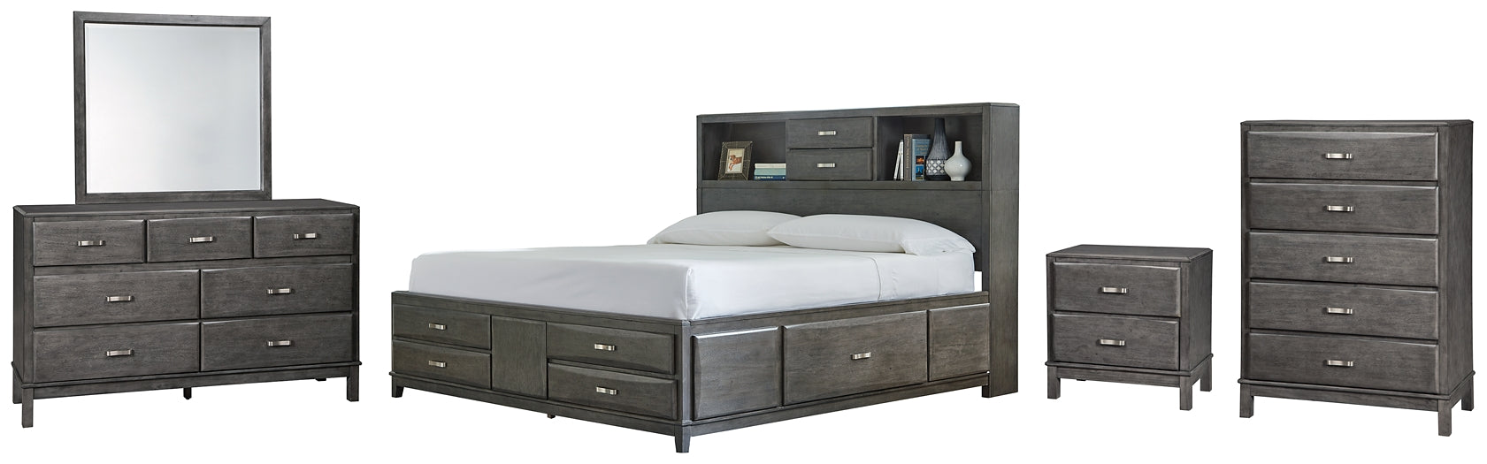 Caitbrook Queen Storage Bed with 8 Storage Drawers with Mirrored Dresser, Chest and Nightstand Signature Design by Ashley®