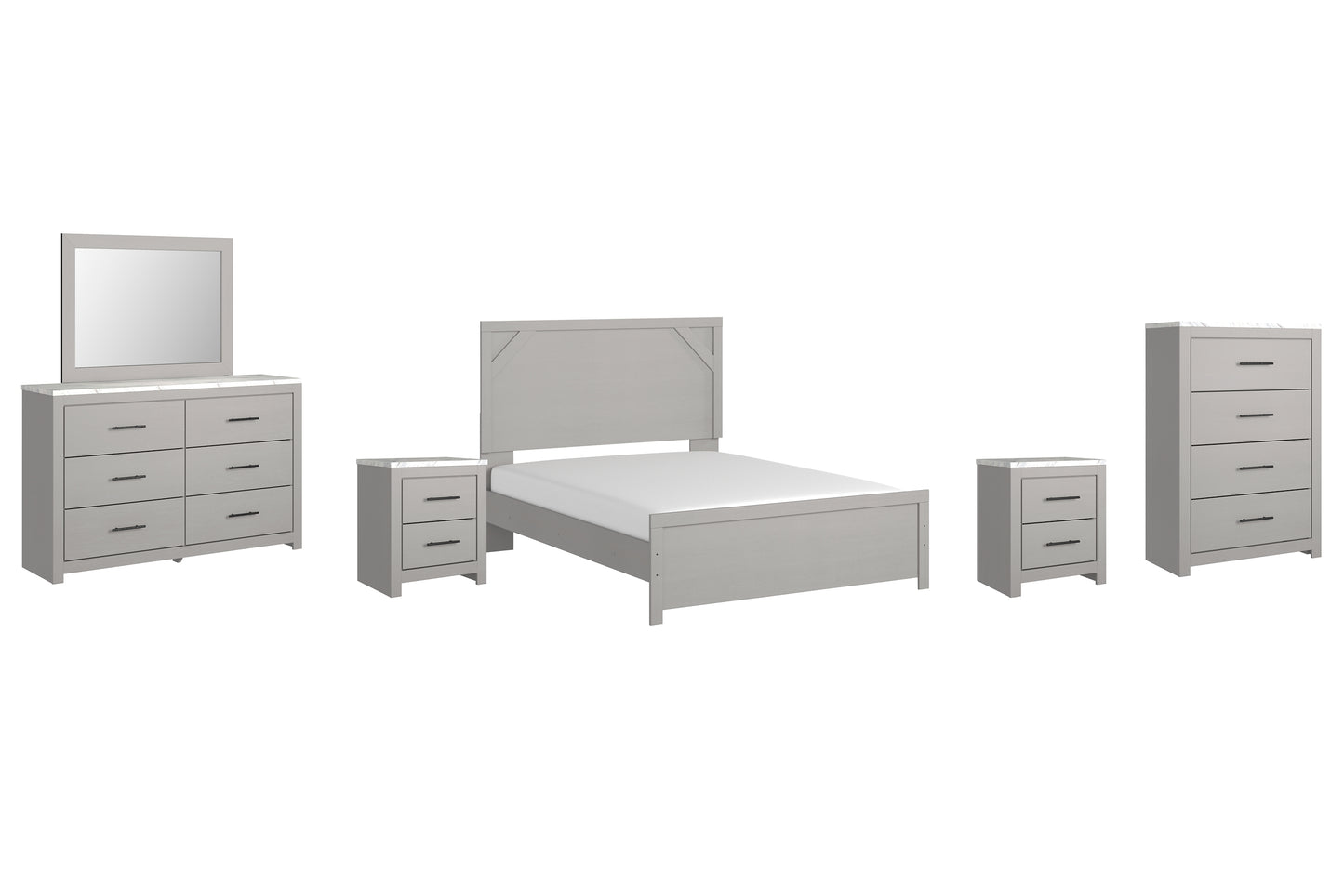 Cottonburg Queen Panel Bed with Mirrored Dresser, Chest and 2 Nightstands Signature Design by Ashley®