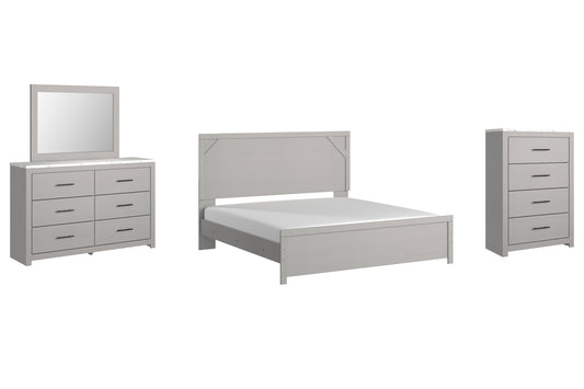 Cottonburg King Panel Bed with Mirrored Dresser and Chest Signature Design by Ashley®